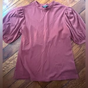 Express Terracotta Puff Balloon Sleeve Ribbed Blouse - worn once - M
